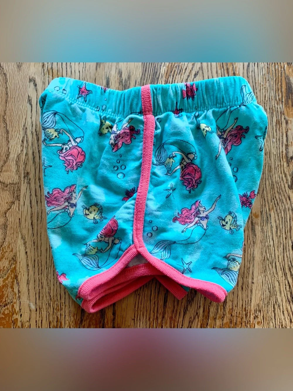Disney Princess Cotton Little Mermaid Shorts Sebastian Flounder Tie Dye Teal